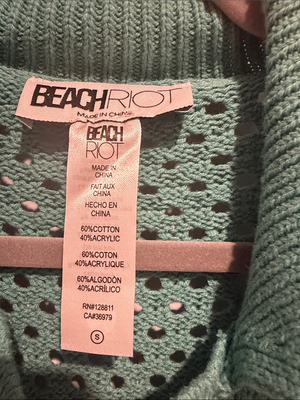 Beach Riot Teal Open-Knit V-Neck Collared Sweater - Picture 2 of 3